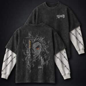 Demon Slayer Comfy Double Sleeves Washed T-Shirt