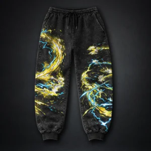 Demon Slayer Zenitsu Thunder Breathing Washed Joggers by Dragi